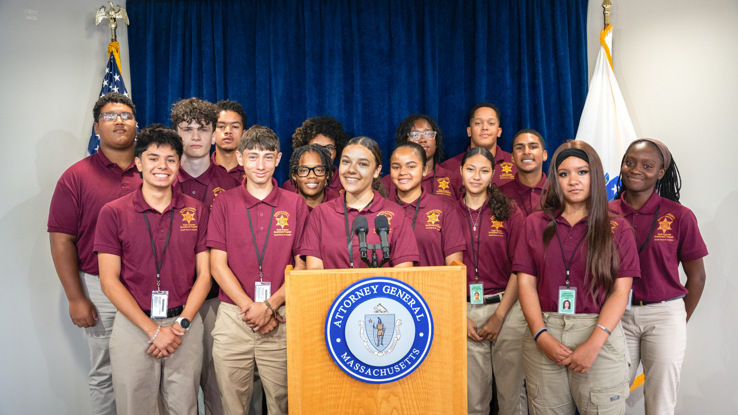 Summer Enrichment Program students visiting the Massachusetts Attorney General's Office